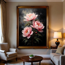 Pioen Bloemschildering Poster