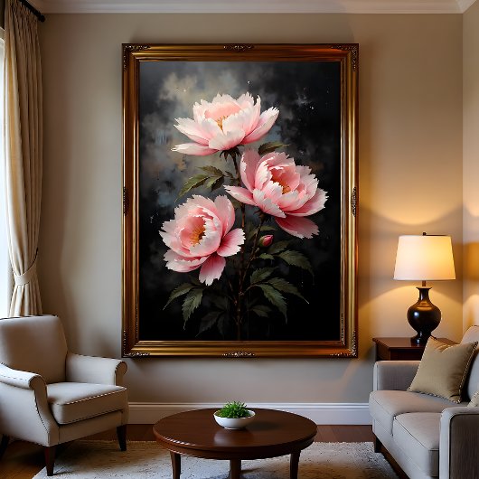 Pioen Bloemschildering Poster