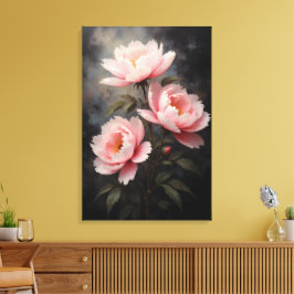 Pioen Bloemschilderkunst Canvas Afdruk
