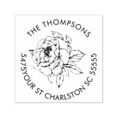 Pioen Bloom Line Art Adres Zelfinktende Stempel (Design)