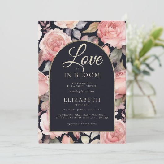 Pioen Bloom Nachttuin Boho Arch Vrijgezellenfeest Kaart (Staand voorkant)