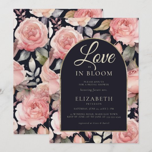 Pioen Bloom Nachttuin Boho Arch Vrijgezellenfeest Kaart (Voorkant / Achterkant)