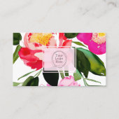 Pioen Bloom Waterverf Bloemen Aangepaste Logo Visitekaartje (Voorkant)