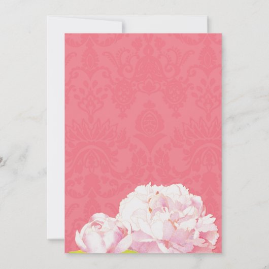 Pioen Blooms Roze Bruiloft Kaart (Achterkant)