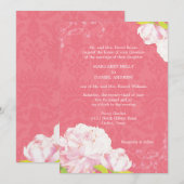 Pioen Blooms Roze Bruiloft Kaart (Voorkant / Achterkant)