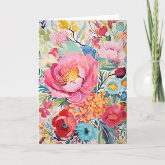Pioen Boeket Bloom Abstracte Kunst Feestdagen Kaart