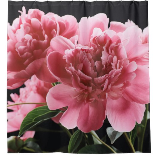 Pioen boeket close-up: roze rood douchegordijn (Voorkant)