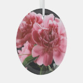 Pioen boeket close-up: roze rood glas ornament (Voorkant Rechts)