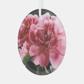 Pioen boeket close-up: roze rood glas ornament (Voorkant links)