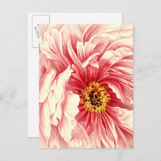  pioen botanische illustratie Nieuw Adres Aankondigingskaart (Voorkant / Achterkant)