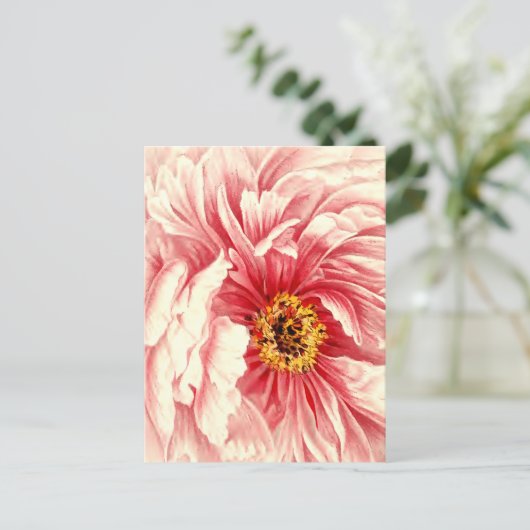  pioen botanische illustratie Nieuw Adres Aankondigingskaart (Staand voorkant)