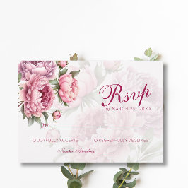 Pioen Botanische Romantische Kunst Bruiloft RSVP Kaartje