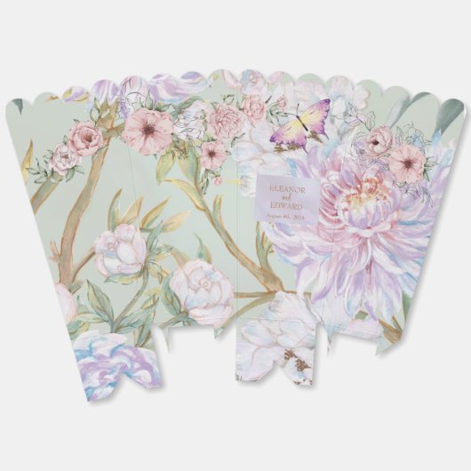 pioen bruiloft popcorn bedankdoosjes (Ongevouwen)