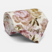 Pioen Bruiloft Roze en Ivoor Keepsake Naam + Datum Stropdas (Opgerold)