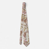 Pioen Bruiloft Roze en Ivoor Keepsake Naam + Datum Stropdas (Achterkant)