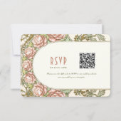 Pioen bruiloft RSVP invoegen  Art Deco Mucha Kaart (Voorkant)