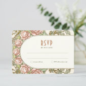 Pioen bruiloft RSVP invoegen Art Deco Mucha Kaart (Staand voorkant)