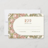 Pioen bruiloft RSVP invoegen Art Deco Mucha Kaart (Voorkant)