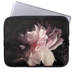 Pioen donkere muur: geschilderd bloemontwerp laptop sleeve