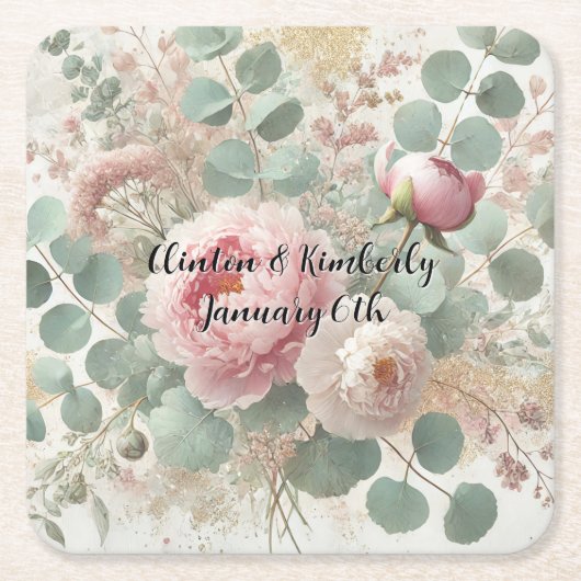 Pioen Drama Papier & Feestborden Kartonnen Onderzetters (Voorkant)