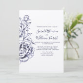 Pioen Eenvoudige Bruiloft Uitnodiging (Staand voorkant)