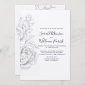 Pioen Eenvoudige Bruiloft Uitnodiging (Voorkant / Achterkant)
