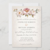 Pioen Elegant Bloem Blush Roze Ivoor Bruiloft Kaart (Voorkant)