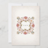Pioen Elegant Bloem Blush Roze Ivoor Bruiloft Kaart (Achterkant)