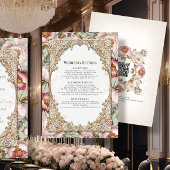 Pioen Elegant Bloemen Goud Roze en Salie Details Kaart