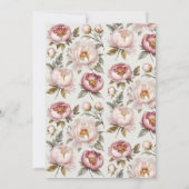 Pioen Elegant Bloemen Goud w Roze en Cream Bruilof Kaart (Achterkant)