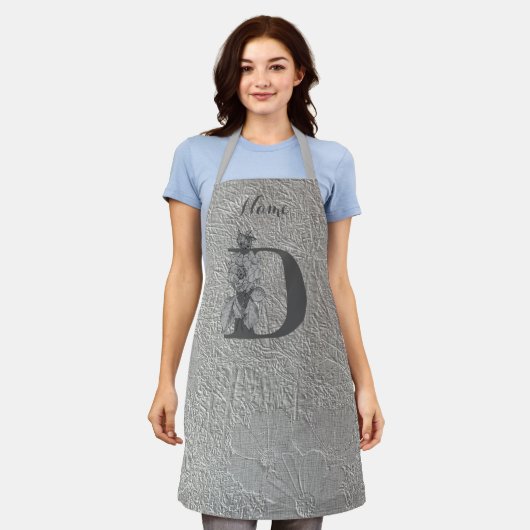 Pioen Elegant Monogram Eerste Letter D Persoonlijk Schort (Gedragen)
