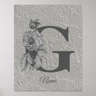 Pioen Elegant Monogram Eerste Letter G Persoonlijk Poster