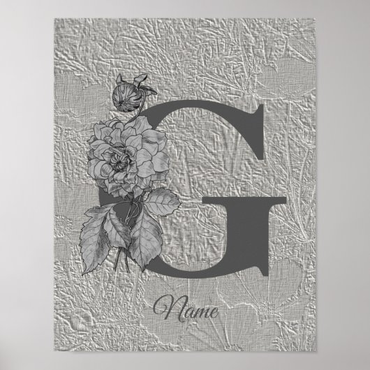 Pioen Elegant Monogram Eerste Letter G Persoonlijk Poster (Voorkant)