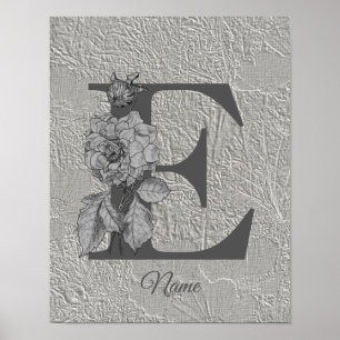 Pioen Elegant Monogram Initiaal E Persoonlijk  Poster