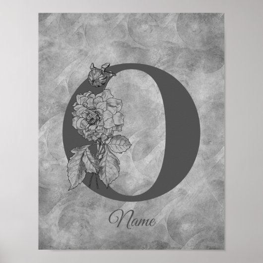 Pioen Elegant Monogram Initiaal O Persoonlijk Poster (Voorkant)
