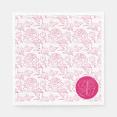 Pioen Elegantie Bruiloft Servet (Voorkant)