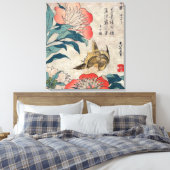 Pioen en Canary, Katsushika Hokusai Canvas Afdruk (Insitu (Slaapkamer))