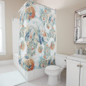 Pioen en hortensia bloeit herfstkleuren douchegordijn (In situ)