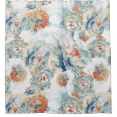 Pioen en hortensia bloeit herfstkleuren douchegordijn (Voorkant)