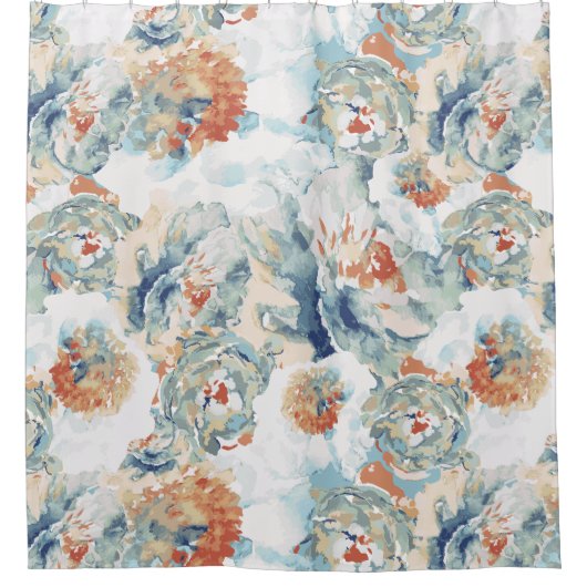 Pioen en hortensia bloeit herfstkleuren douchegordijn (Voorkant)