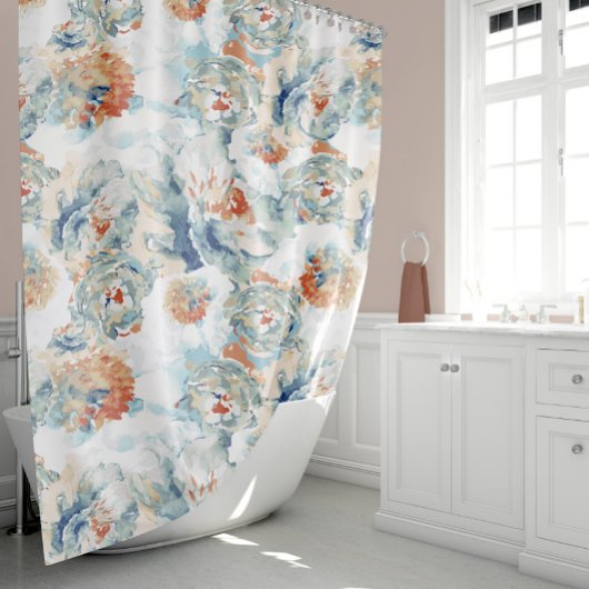 Pioen en hortensia bloeit herfstkleuren douchegordijn