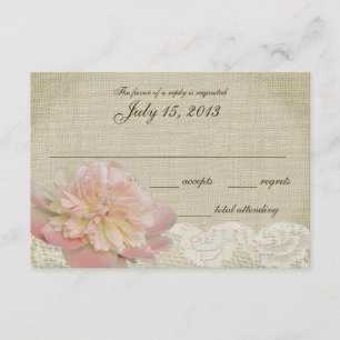  pioen en kant bruiloft reactie Kaart