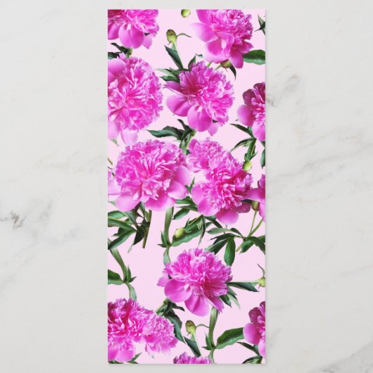 Pioen. Enkele menukaart (Achterkant)