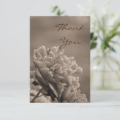 Pioen enkele sepia bedankkaart (Staand voorkant)