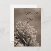 Pioen enkele sepia bedankkaart (Voorkant / Achterkant)