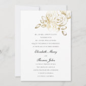 Pioen Faux Gouden Schets Formele Traditionele Huwe Kaart (Voorkant)