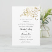 Pioen Faux Gouden Schets Formele Traditionele Huwe Kaart (Staand voorkant)