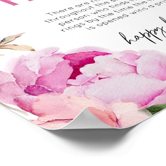 Pioen fel roze ringjacht vrijgezellenfeest spel poster (Hoek)