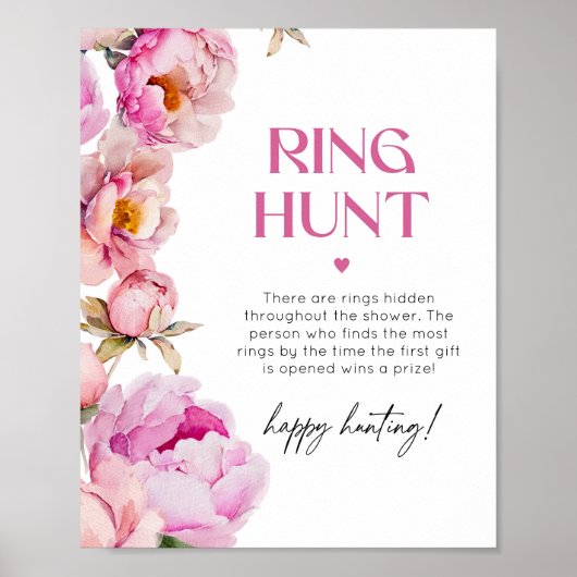 Pioen fel roze ringjacht vrijgezellenfeest spel poster (Voorkant)