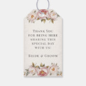 Pioen Floral Elegant Roze Waterverf Bruiloft Cadeaulabel (Achterkant)